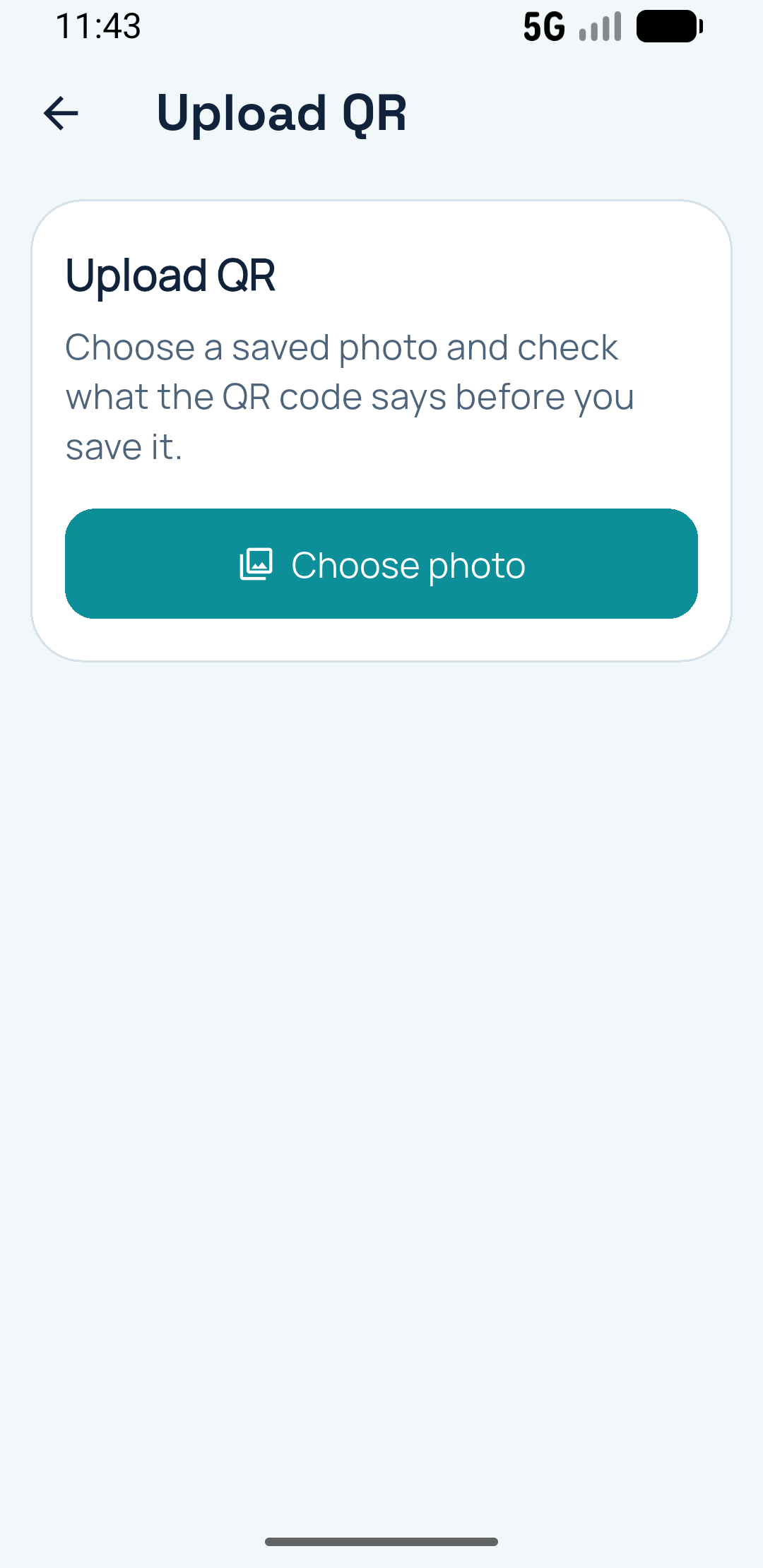 Check QR codes from screenshots and saved photo upload